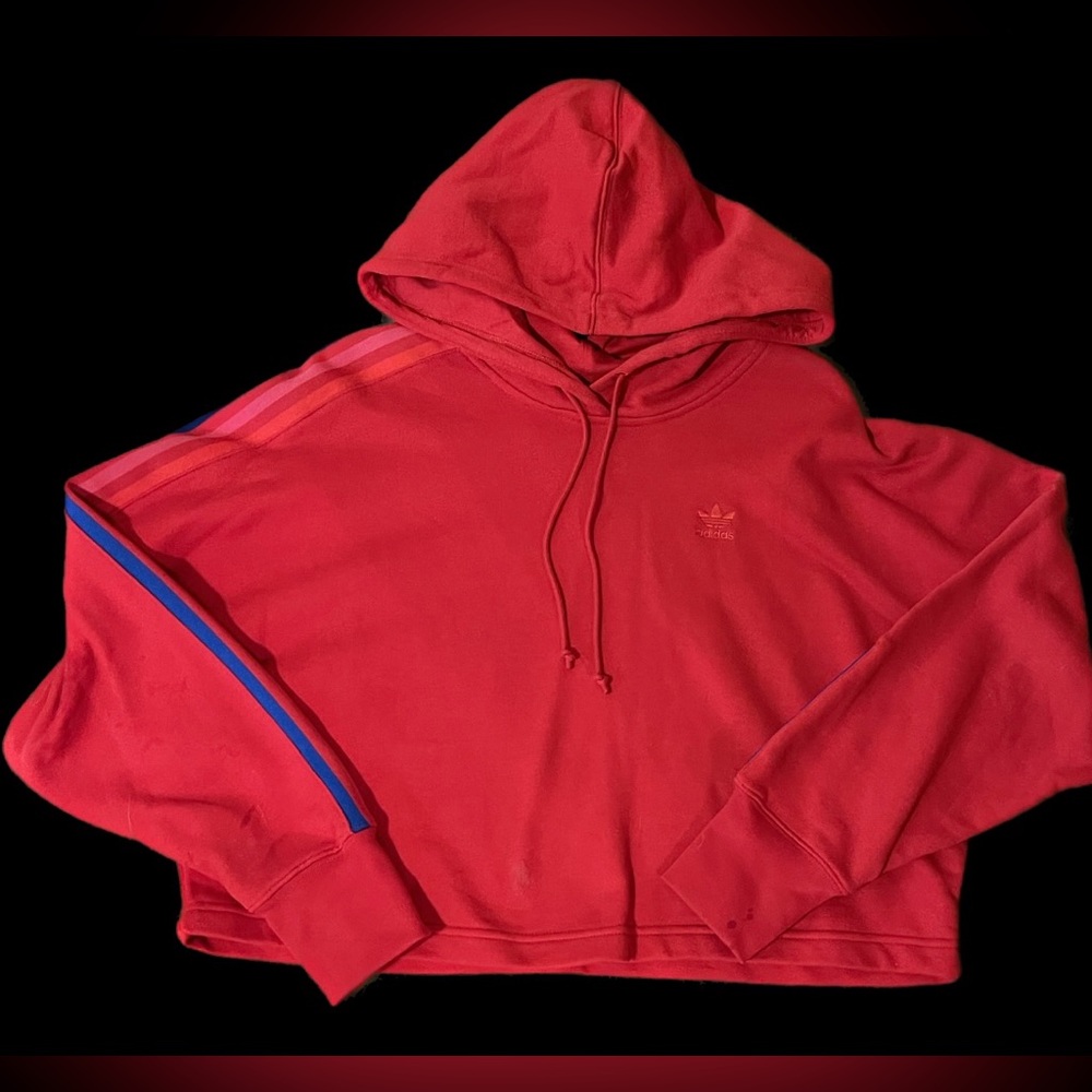 ADIDAS Cropped Hoodie. Red. Size S.